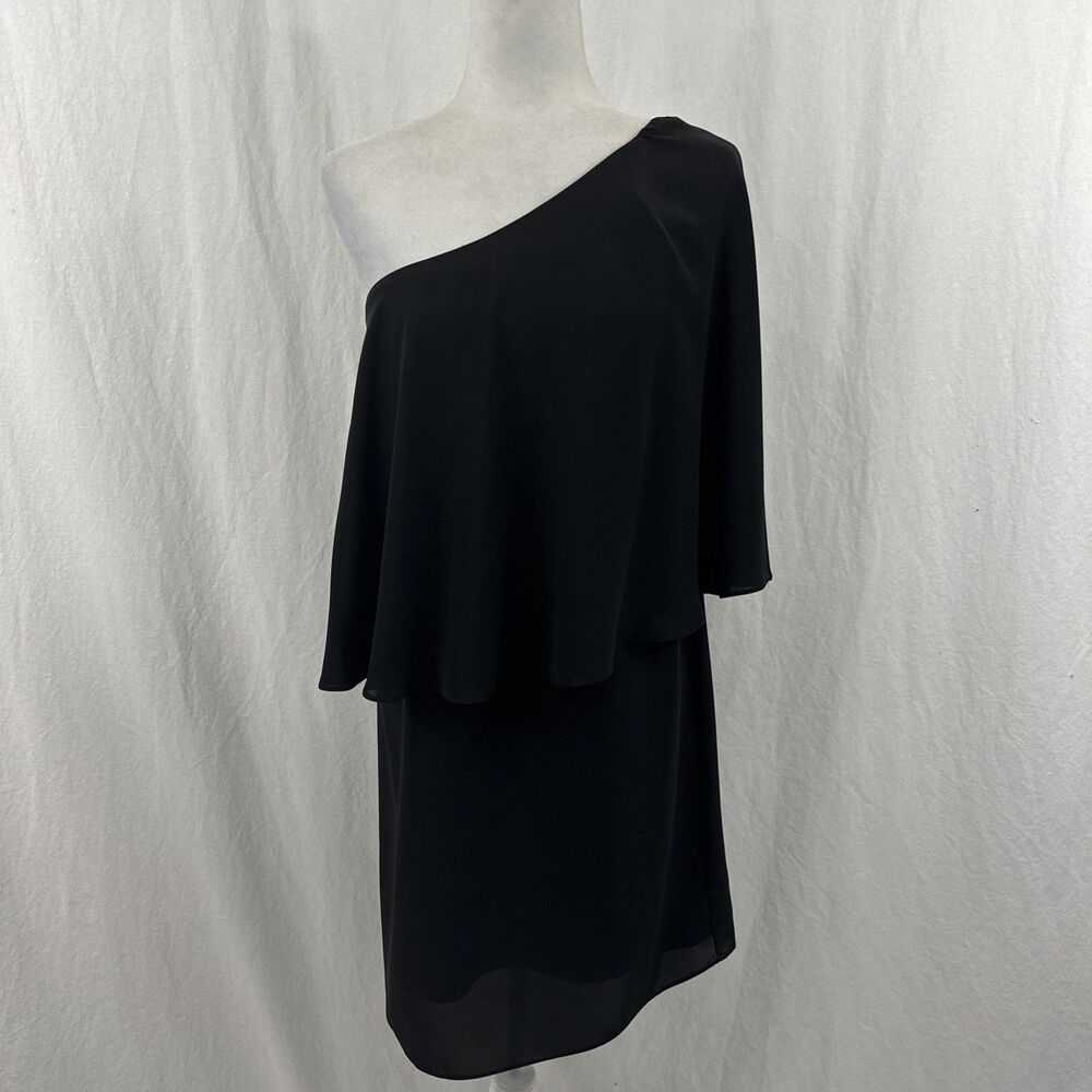 Amanda Uprichard Across Black One Shoulder LBD Mini Dress Sz S Cocktail Event